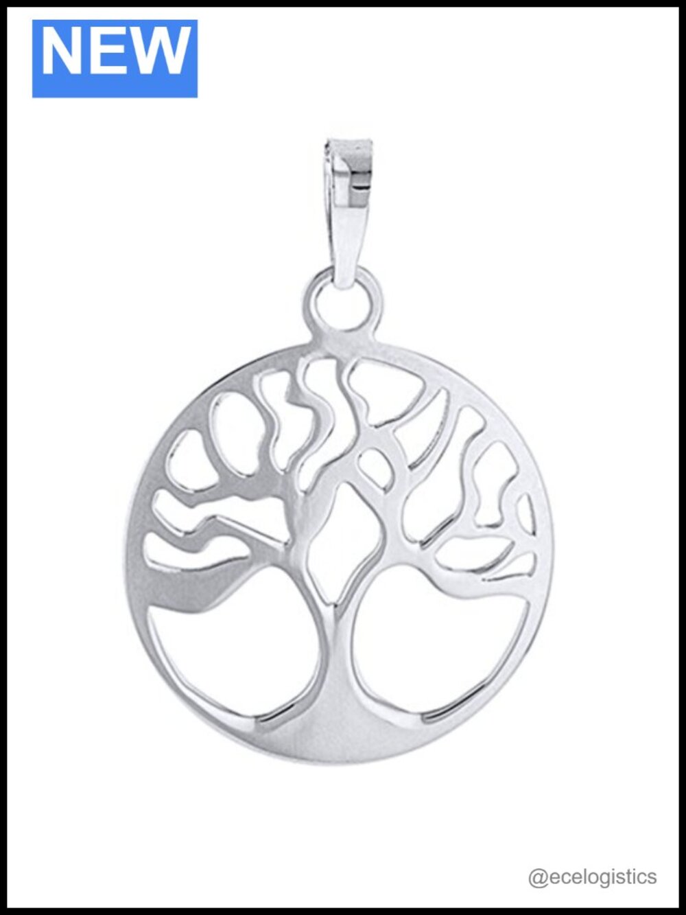 14k White Gold Tree of Life Charm Pendant Handmade Polished Gift Box